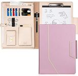 Toplive Padfolio Portfolio Case, Conference Folder Executive Business Padfolio with Document Sleeve,Letter/A4 Size Clipboard,Business Card Holders, Portfolio Padfolio for Women/Men,Rose Gold