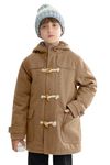 maoo garden Boys Wool Coat Kids Winter Heavy Sherpa Lined Duffle Jacket Hooded Trench Dress Coat Camel 5-6Y