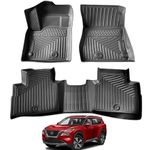 DAZFE Floor Mats Compatible with 2021-2025 Nissan Rogue (Not for Sport Models) All Weather Protection TPE Rubber Anti-Slip Waterproof Liners includes 1st & 2nd Row Full Liners Set