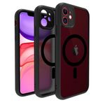 RIGGEAR Shockproof Sleek Hybrid Armor Back Cover Case Compatible with MagSafe Accessories for iPhone 11 (Smoke Black Matte PC + Black TPU Bumper)