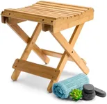 Sorbus Bamboo Folding Step Stool Bench - for Shaving, Shower Foot Rest, Bath Chair - Great for Bathroom, Spa, Sauna, Wooden Seat, Fully Assembled - 11.75" D x 12.25" W x 13.75" H