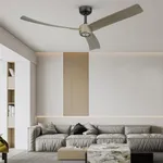 TALOYA 52 Inch Ceiling Fans with Lights Led Remote Control Flush Mount Low Profile for Living Room Bedroom Outdoor Patio,DC Motor,Reversible,Dimmable,Buzzer ON/Off,3 Blades,Black Walnut
