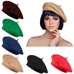 Jolbndcv 6PCS Beret Hat Wool French Beanie Hat Outdoor Hat Winter Hat Fashion Lady Hat, Khaki, Black, Red, Navy, Brown, Green, Large