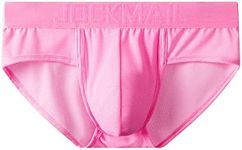 JOCKMAIL Mens Briefs Underwear Breathable Mesh Comfort Underwear Briefs Men Underpants Men's Athletic Supporters, Pink-, Large