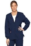 Dickies Women's EDS Signature Scrubs Missy Fit Snap Front Warm-up Jacket, Navy, Medium