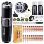Dragonhawk Wireless Tattoo Gun Kit, Rotary Tattoo Machine Pen with 2 Batteries Power Supply, 20 Count Extra Smooth Needles Cartridges, Adjustable 7 Strokes Length for Beginners