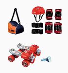 JJ JONEX Roller Skates for Adults, Skates for Youth, Adjustable Roller Skates, Outdoor & Indoor Illuminating Roller Skates (MYC) (Tenacity Red Combo Age 6-11 Year PVC Helmet Size Medium)