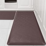 WEZVIX Non-Skid Kitchen Rugs and Mats Waterproof, Anti Fatigue Kitchen Mat 2 PCS, 1/2 Inch Thick Kitchen Floor Mat, Ergonomic Comfort Foam Standing Mat for Floor, Office, Sink, Laundry - Brown