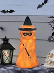 Vintage Style Blow Mold Light Up Witch Décor, Orange