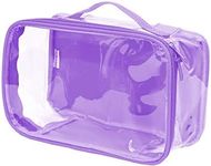 Small Clear Travel Packing Cube/See Through PVC Plastic Pouch for Carry On Suitcase, Backpack or Diaper Bag/Transparent Multipurpose Accessories, Makeup & Underwear Organizer w/Handle (Lilac)