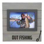 Pavilion - Out Fishing Wood Tabletop Picture Frame, Holds 4 x 6-inch Photo, Rustic Picture Frames, River Vacation Photo Frame, Fishing, 1 Count, 8.75 x 8.75 inches Overall in Size,Gray