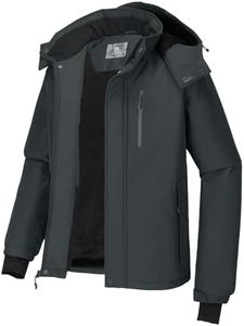 CAMEL CROWN Men's Mountain Snow Waterproof Ski Jacket Detachable Hood Windproof Fleece Parka Rain Jacket Winter Coat