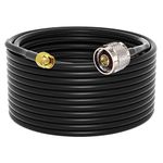 YOTENKO Low Loss RG58 WiFi Cable N Male to SMA Male Connector Hole in Center Pigtail SMA Cable 15M for 3G/4G/LTE/Ham/GPS/RF Radio to Antenna or Surge Arrester Use