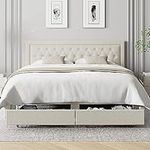 Keyluv Queen Bed Frame with 2 Stora