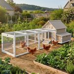 Gowoodhut Chicken Coop with Run for 2–6 Chickens Large Outdoor Backyard Hen House for Beginners Weatherproof Wooden Poultry Cage with Nesting Boxes Perches & Easy-Clean Tray