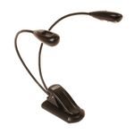 Mighty Bright 51810 Duet2 Clip On Music Stand Light, 4 Bright White LEDs on 2 Flexible Necks, Durable, 4 Brightness Settings, Includes Gig Bag, Battery Life of 20 Hours Plus Included AC Adapter