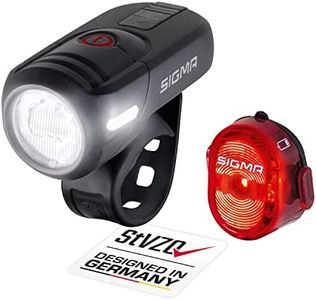SIGMA LED Fahrradlicht Set Aura45/Nugget II mit 45/15 Lux |Wiederaufladbar & Spritzwassergeschützt | Werkzeuglose Montage | 6-21h Leuchtdauer | Fahrrad Lichter LED Set Fahrradlicht Vorne+Hinten