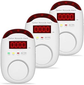 3 Packs Carbon Monoxide Detectors - Hembisen Carbon Monoxide Detector Plug in Type CO Alarm Monitor with Digital Display, Accurate & Easy to Read, for Home/Kitchen/Hotel/Bedroom (White)