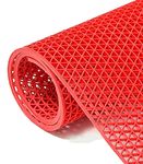 amazelo cart Antiskid PVC Mat for Home Entrance Commercial Floor Doormat Waterproof Mud Dirt Trapper Indoor Outdoor Non Slip Mats for Hotel,Office & House(4x6Ft,Red)