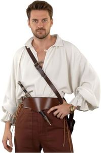 VIBNRIX Men's Renaissance Peasant Shirt — Comfortable Cotton Muslin Pirate Poet Blouse with Frog-Button Front for LARP & Ren Faire
