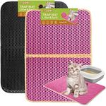 truepal Double-Layer Cat Litter Mat 65 X 45 cm Waterproof Trapper Foldable Pad Pet Rug (Pink)