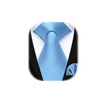 Enlision Sky Blue Ties for Men Wedding Tie and Pocket Square Set Solid Color Necktie Handkerchief Mens Tie Set for Party Formal Business