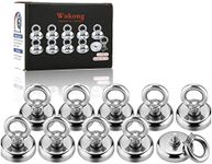 Wukong 1.26''D X 1.38''H Strong Permanent Rare Earth Magnets,84 LBS(38 KG) Pulling Forces Powerful Heavy Duty Neodymium Magnetic Hooks with Eyebolt for Multi-Use(10 Packs)