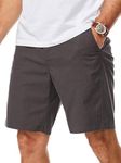 JMIERR Mens Casual Fit 7inch Shorts Cotton Button Classic Cargo Stretch Short with 3 Pockets, 2XL,Dark Grey