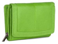 J. Wilson London Ladies RFID Protection Real Leather Purse Card Women Wallet Zip Coin Pocket (Lime Green)