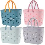 Peohud 4 Pack Portable Shower Caddy Basket with Handle, Plastic Storage Basket Bath Basket for Shower and Care Accessories, Caddy Organizer Bin for Bathroom, College Dorm, Pantry, Kitchen