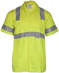 Ironwear 1860 Hi-Visibility Short Sleeve Buttoned Down Safety Work Shirt-Type R | ANSI Class 3 Compliant Lime