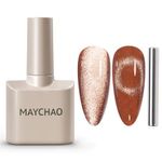 MAYCHAO 15ML Cat Eye Gel Nail Polish 1Pc Rose Gold Magnetic Nail Polish with Magnet Soak off Holographic Cat Eye Gel Polish for Nail Art Manicure Salon DIY at Home