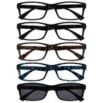 The Reading Glasses Company Black Brown Blue Readers With Black Sun Reader Value 5 Pack Mens Womens RRRRS92-11231 +2.00