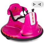 Costzon Bumper Car for Kids, 12V Electric Toddler Bumper Car w/Dual Joysticks, Remote Control, 360° Spin, Slow Start Function, LED Lights & Fun Music, Safety Belt, Kids Ride on Bumper for Girls (Pink)
