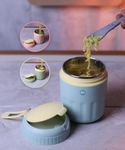 MARU Stainless Steel Insulated Food & Soup Flask 400ml, Durable Food Jar Container With Spork, Hot & Cold Food Storage up to 4 hours Travelling box with Leakproof lid, Small Food thermos Flask, Blue