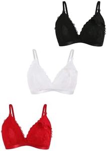 MakeMeChic Women's Nursing Bras for Breastfeeding Bodily Lace Sheer Maternity Lingerie Bralette Multicolor Set Small