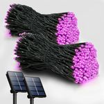 2 Pack Solar String Lights Outdoor, 200 LED Extra-Long 72FT Solar Powered Lights with 8 Lighting Modes, Waterproof Outdoor Lighting Decoration for Garden, Patio, Balcony, Xmas, Wedding, Party (Pink)