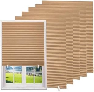 Changshade 12-Pack Temporary Light Filtering Paper Blinds for Window, Cut to Size Adhesive Paper Shades, Stick on Pleated Blinds,No Drill Easy Install,36" W x 72" H,Brown