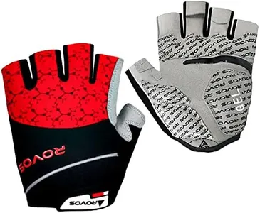 ROVOS Cycling Gloves Gel Men Bike Gloves Biking Gloves Half Finger Bicycle Gloves- Anti Slip Shock Absorbing 5mm Padded Breathable Mountain Bike Gloves for Women (Red,Medium)