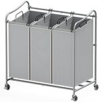 SimpleHouseware Heavy-Duty 3-Bag Laundry Sorter Cart, Silver