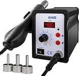 Hot Air Soldering Station 858d Adjustable Temperature & Air Volume, 220v & 700w Rework Station with 3 Nozzles, SMD Hot Air Station for Welding and Repair