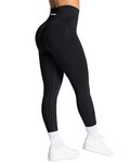 TAYOEA Gym Leggings for Women UK with Tummy Control - Butt Lifting Scrunch Bums Yoga Pants No Front Seam, Squat Proof Seamless Compression Sports Leggins Black,S