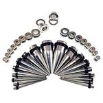 BodyJewelryOnline Stainless Ear Stretching Kit Screw-Fit Plugs & Tapers Set 36pc Gauges 14g-00g