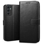 CEDO Samsung Galaxy M35 (5G) Flip Cover | Leather Finish | Inside Pockets & Inbuilt Stand | Shockproof Wallet Style Magnetic Closure Back Case Flipcover (Black)