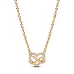 Pandora Moments Sparkling Infinity heart 14k gold-plated necklace with clear cubic zirconia,