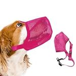 EDALI Muzzle for Small Dogs, Dog Muzzle, Full-Covered Anti-bite Air Mesh Muzzle with Adjustable Straps, Adjustable Breathable Mesh Small Dog Muzzle Allows Panting Drinking ([Rose Red, XS)