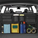 CAPLED Trunk Organizer, Super Capacity Hanging Car Organizer Back Seat Car Storage Organizer, Foldable Car Organization Truck Organizer with 8 Storage Pockets & Adjustable Straps for SUV, Van