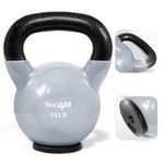 Yes4All Vinyl Coated Kettlebell With Protective Rubber Base, Strength Training Kettlebells for Weightlifting, Conditioning, Strength & Core Training (35LB - Grey)