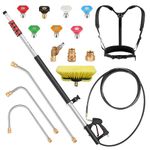 24 FT Telescoping Pressure Washer Wand - High Pressure Washer Wand Included Power Washer Extension Wands, Gutter Cleaner, Brush, 7 Spray Nozzle Tips, 2 Hose Adapters and Support Belt