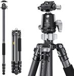 K&F Concept X-Series 68 inch/172cm Carbon Fiber Camera Tripod,Professional Photography Tripod with 36mm Metal Ball Head Load Capacity 16KG/35.2lbs for Indoor Outdoor Use X284C4+BH-36